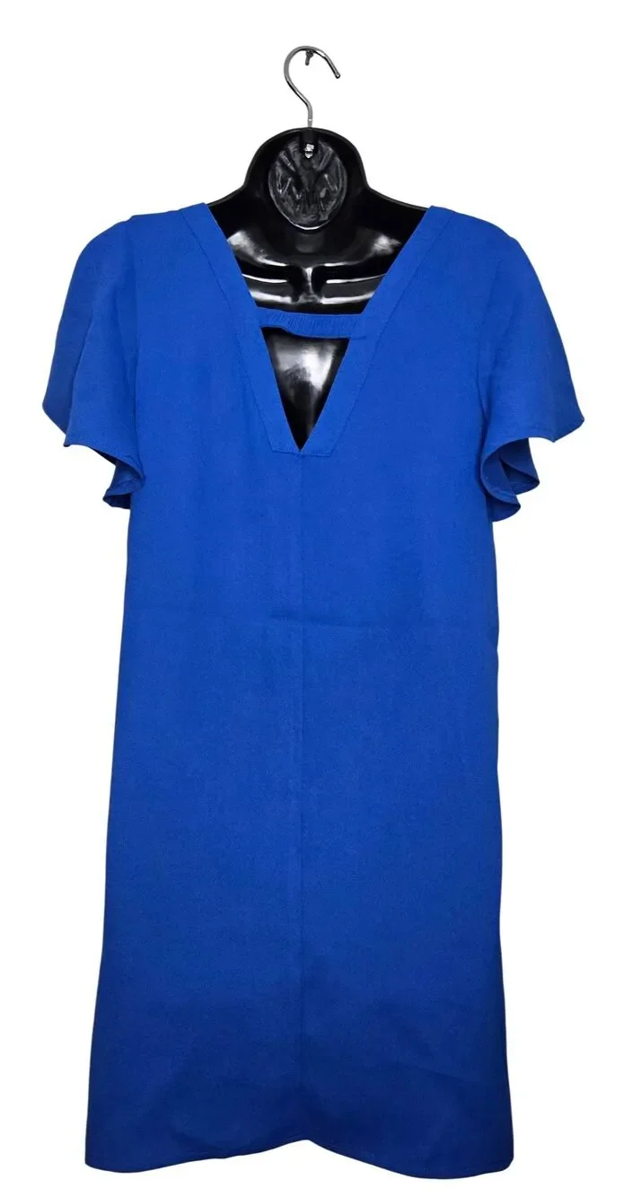 Jack BB Dakota Dress Women's Size XS True Blue Mini Shift V-Neck